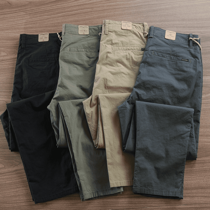 Calça Reta Masculina em Sarja - Kit 4 Unidades