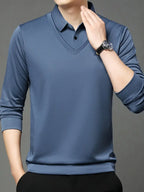 [PAGUE 2 LEVE 4] Camisa Polo Casual Elegance em Malha de Seda Gelo e Poliéster + BRINDES: Carteira e Relógio