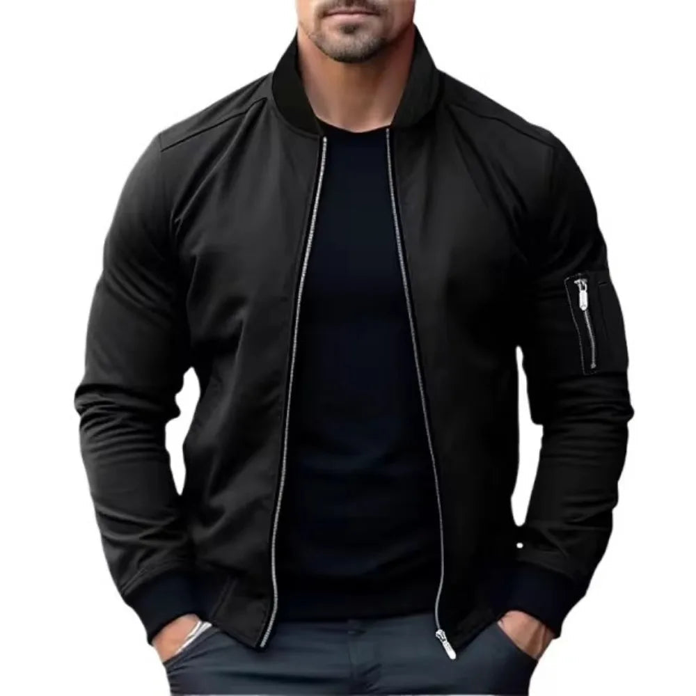 Jaqueta Masculina Casual Básico Com Zíper -Promoção de Inverno 2025