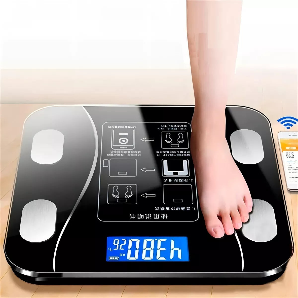 Balança Digital de Bioimpedância com Bluetooth e Aplicativo Fitness