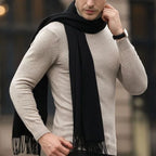 Cachecol Pashmina Masculino 250g Liso com Franjas