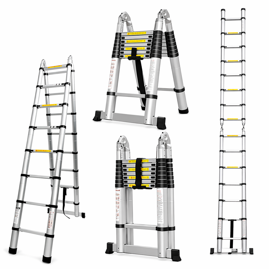 Escada Telescópica TNT Aço Inox, Fácil de Guardar, Portátil, Extensível