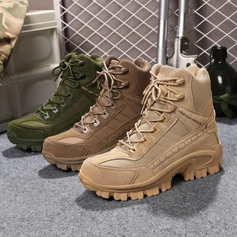 Kit Bota Tática Militar Tarkos Masculina em Couro Legítimo e Nylon + BRINDES: Cinto, Carteira e Relógio Tático