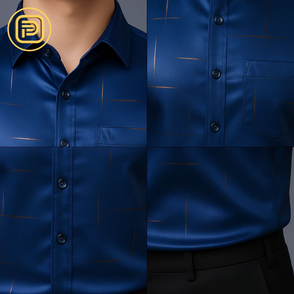 [PAGUE 3 LEVE 5] Camisa Social Zathier em Malha de Seda Gelo e Viscose + BRINDES: Cinto, Carteira e Relógio