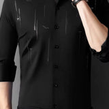 [PAGUE 3 LEVE 5] Camisa Manga Longa Casual Hector em Seda Gelo e Poliéster + BRINDE: Cinto de Couro