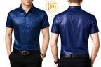 [PAGUE 3 LEVE 5] Camisa Social Zathier em Malha de Seda Gelo e Viscose + BRINDES: Cinto, Carteira e Relógio