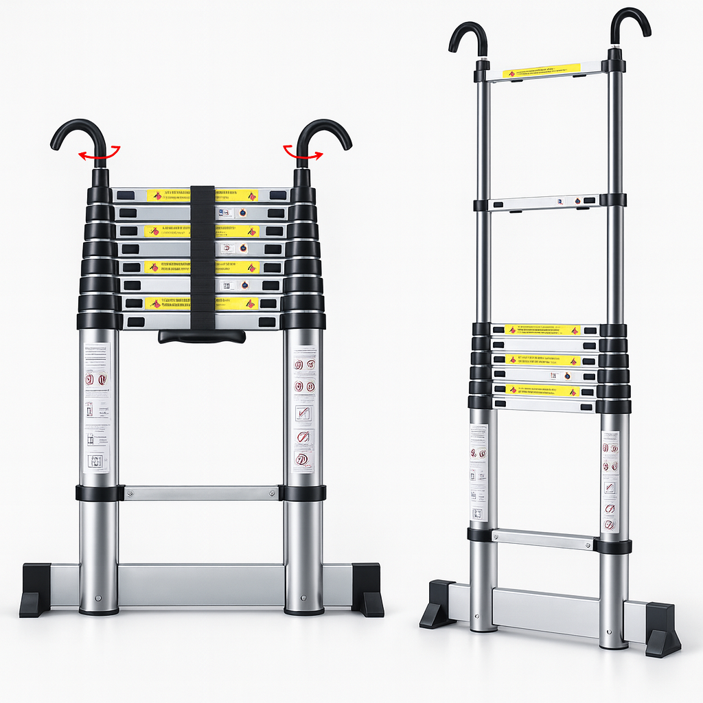 Escada Telescópica TNT Aço Inox, Fácil de Guardar, Portátil, Extensível