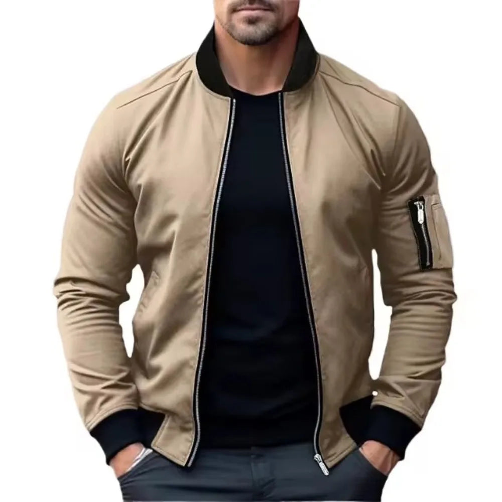 Jaqueta Masculina Casual Básico Com Zíper -Promoção de Inverno 2025