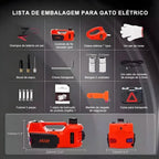 Kit Macaco Elétrico 4 em 1 — Compressor de Ar, Chave de Impacto 480 N.m, Lanterna LED e Macaco Hidráulico 5 Toneladas + Par de Luvas + Martelo de Segurança