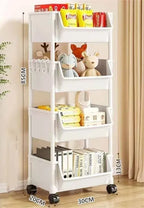 Estante de Armazenamento de Canto com Rodinhas para Cozinha, Banheiro e Sala de Estar